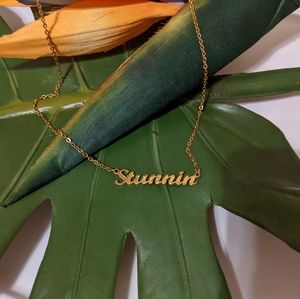 "Stunnin" custom made gold plated script necklace